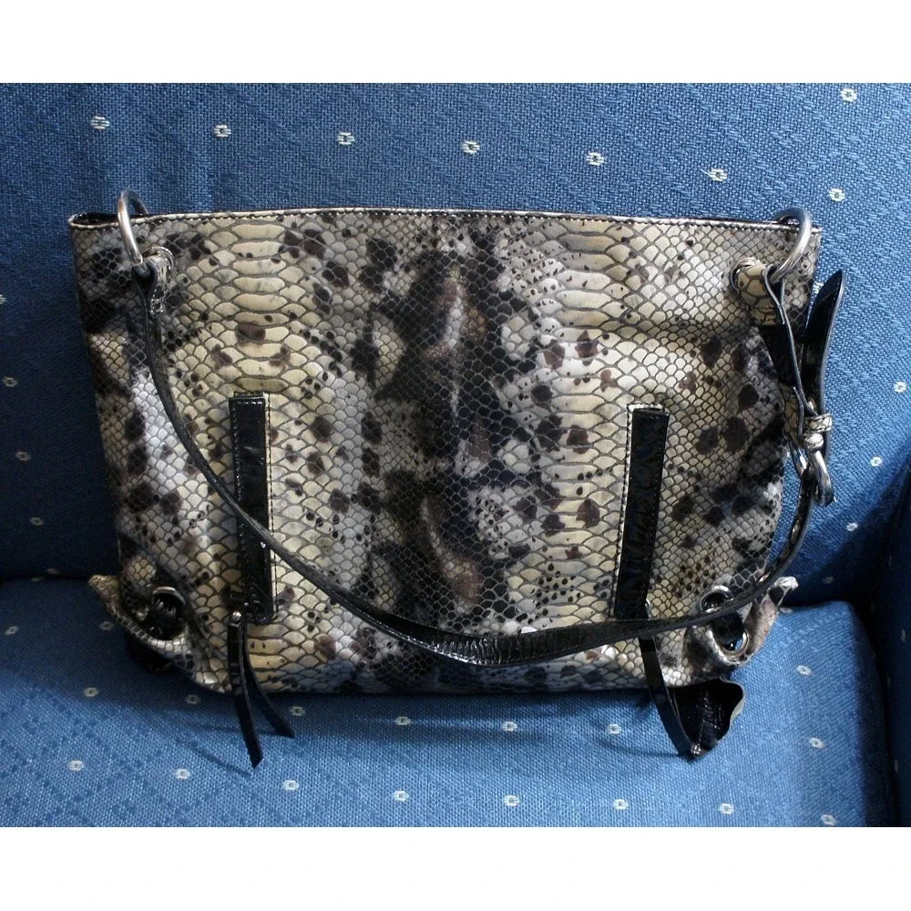 Chez by Cheryl Leather Snakeskin Print Handbag